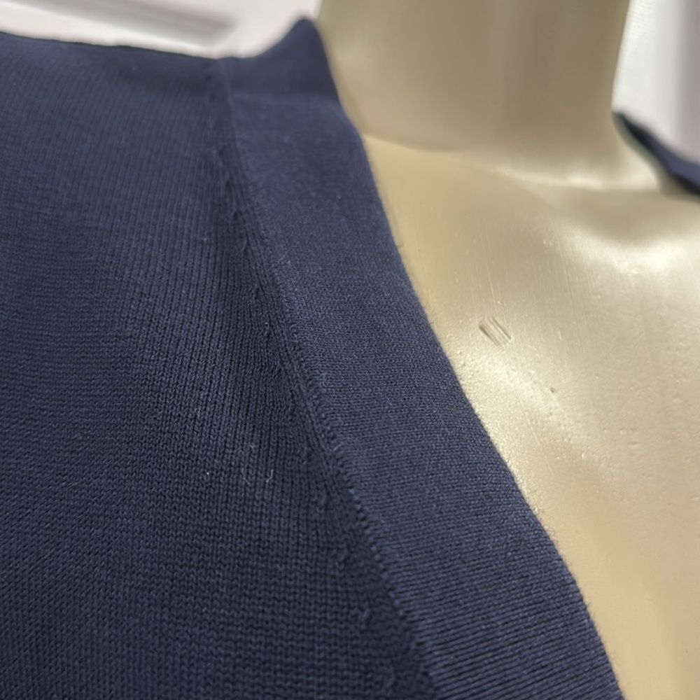 Talbots V-Neck Cardigan Sweater in Navy Blue. - Picture 5 of 8